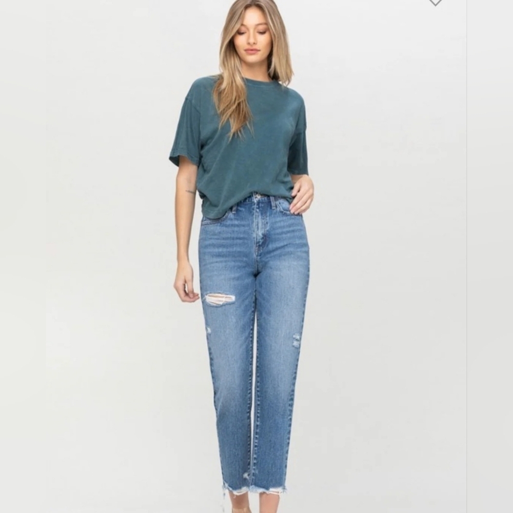 Vervet Stylish High Waisted Distressed Cropped Jeans